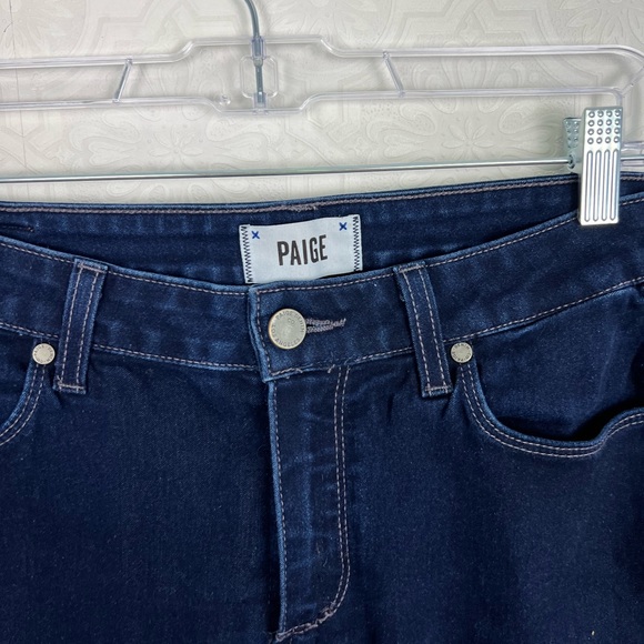 Paige Verdugo Ankle Jeans Distressed Dark Wash Mid Rise Size 31 - Picture 5 of 10